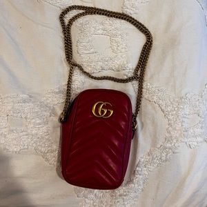 GG Marmont Vertical Phone Crossbody Bag Matelasse Leather Mini